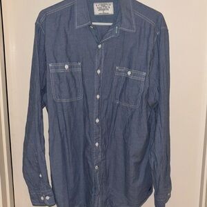 EUC women’s large Nautica long sleeve light denim shirt ptp 25 length 30
